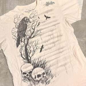 Affliction Raven & Skulls Graphic Tee, Y2K Limited Edition 'Live Fast' - XL